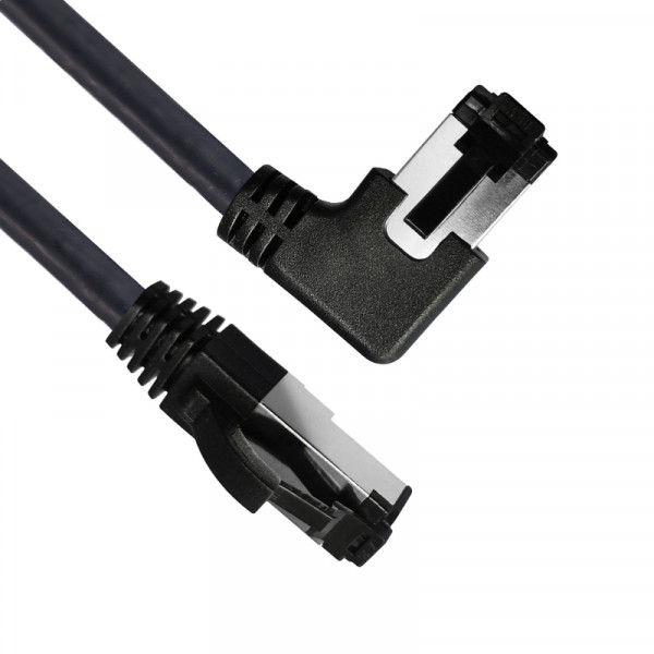 S/FTP CAT8.1 40 Gigabit Netwerkkabel - 1 kant haaks naar rechts - CU - 5 meter - Zwart