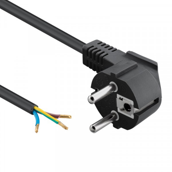 Schuko Haaks - Open einde Apparaatsnoer - 3 x 1,5mm2 - 3 meter - Zwart