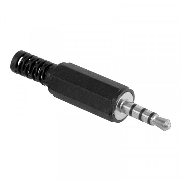 Soldeerbare 4-polige 3,5mm Jack Connector (m) - Met Grommet - Zwart