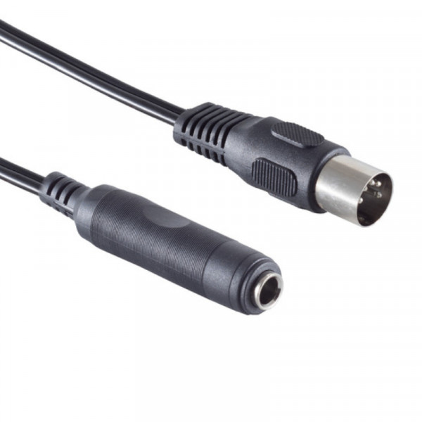 6,35mm Stereo Jack (v) - 5-pin DIN (m) Kabel - 0,2 meter - Zwart