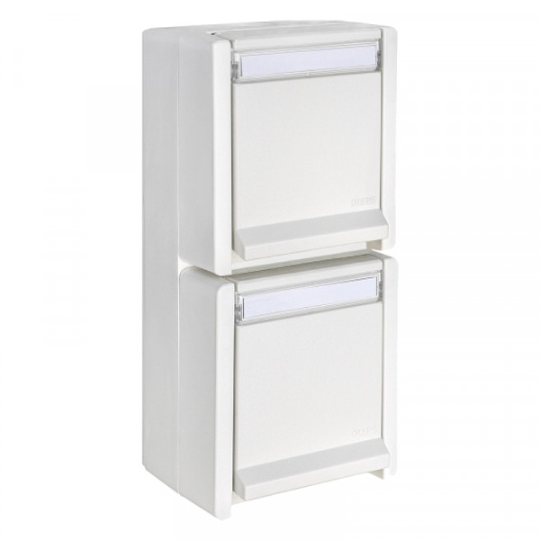 OPUS RESIST Wandcontactdoos voor buiten - 2-voudig - IP55 - Verticaal - Wit