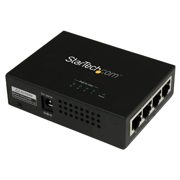 StarTech 4-poorts gigabit midspan - PoE+ injector - 802.3at/af