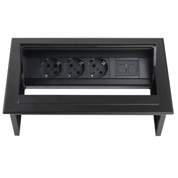 Power Desk In - 3x Schuko - 1x Leeg - 1 meter eGST (m) - Zwart