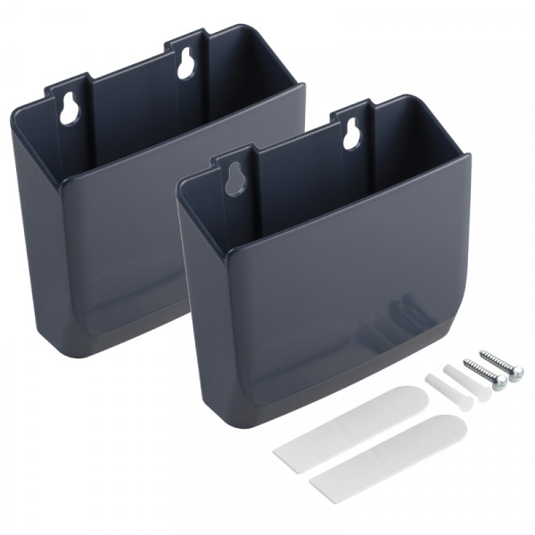Accessoire houders - Set van 2 - Zelfklevend of schroefbaar - 12,5 cm breed - Tot 2kg - Donkerblauw