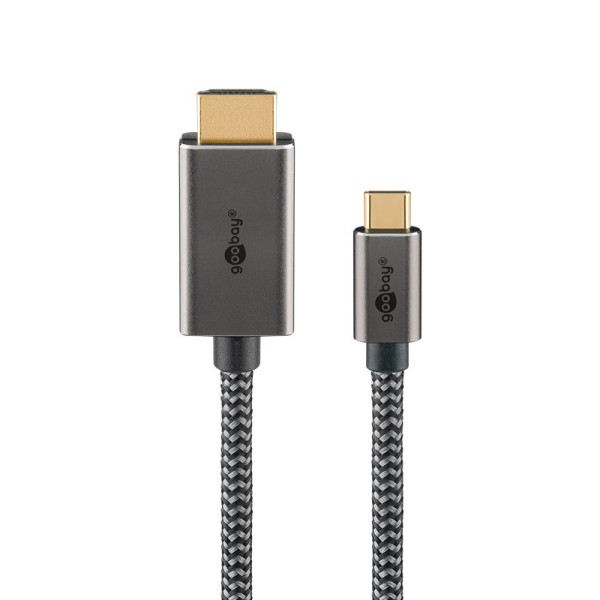 USB-C naar HDMI kabel - 4K 60Hz - Pro - 2 meter - Zwart/Zilver