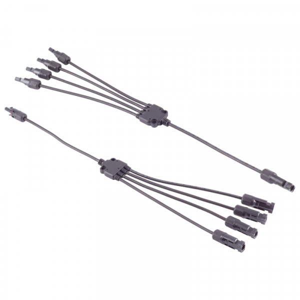MC4 Solar Y-kabel Set - 1x (m) naar 4x (v) en 1x (v) naar 4x (m) - 4mm2 - 0,6 meter - Zwart