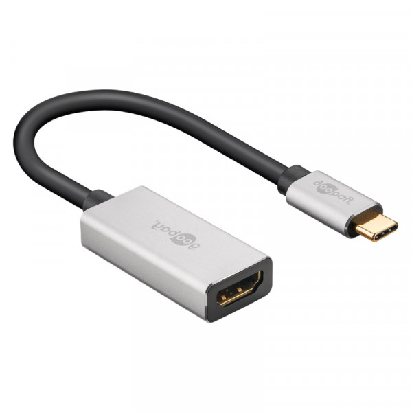 USB-C (m) naar HDMI (v) Adapter - 8K 30Hz - 0,1 meter - Zwart/Zilver