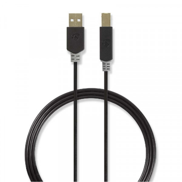 USB 2.0 Kabel Mannelijk 2m Antraciet