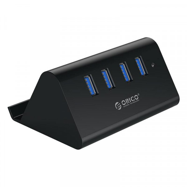 Orico USB-A Hub - 4x USB-A - Telefoon- en Tablethouder - USB 3.2 Gen 1 - 1 meter - Zwart