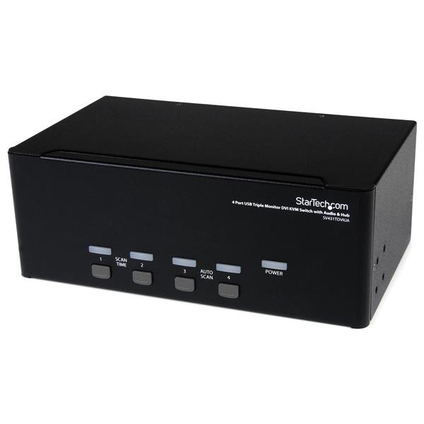 StarTech 4-poort 3x Monitor DVI USB KVM-switch met Audio en USB 2.0-hub