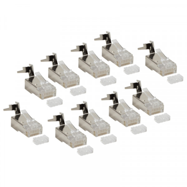 RJ45 Stekkers - Cat6a, Cat7 en Cat8 - 10 stuks - 8P8C - Afgeschermd - Transparant