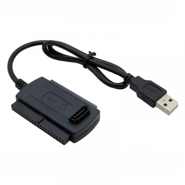 USB-A naar SATA/IDE Adapter - Voor 2,5'' en 3,5'' HDD's en SSD's - USB 2.0 - Zwart