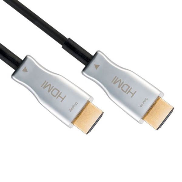 Actieve HDMI 2.1 Kabel - 8K 60Hz - Verguld - 70 meter - Zwart/Zilver