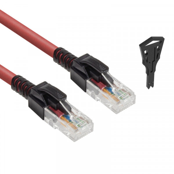 UTP CAT6A 10 Gigabit Netwerkkabel - Vergrendelbare connectoren - 1 meter - Zwart/Rood