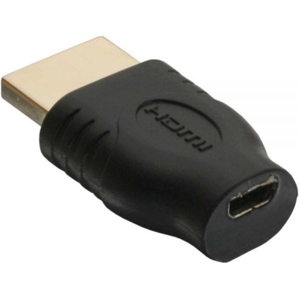 Micro HDMI female - HDMI male Adapter Verguld