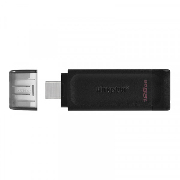 Kingston 128GB USB-C Stick - USB 3.2 Gen 1 - DataTraveler 70 - Zwart