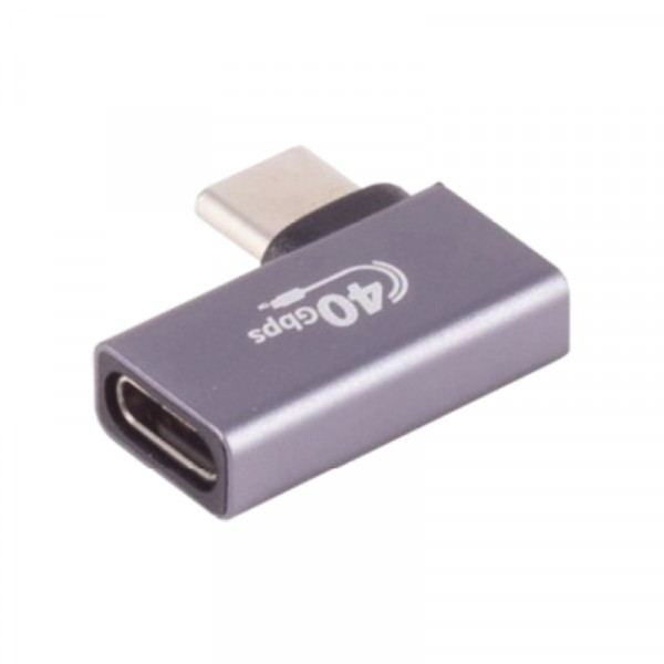 Haakse USB-C (v) naar USB-C (m) Adapter - USB4 - Haaks links en rechts - Pro - Grijs