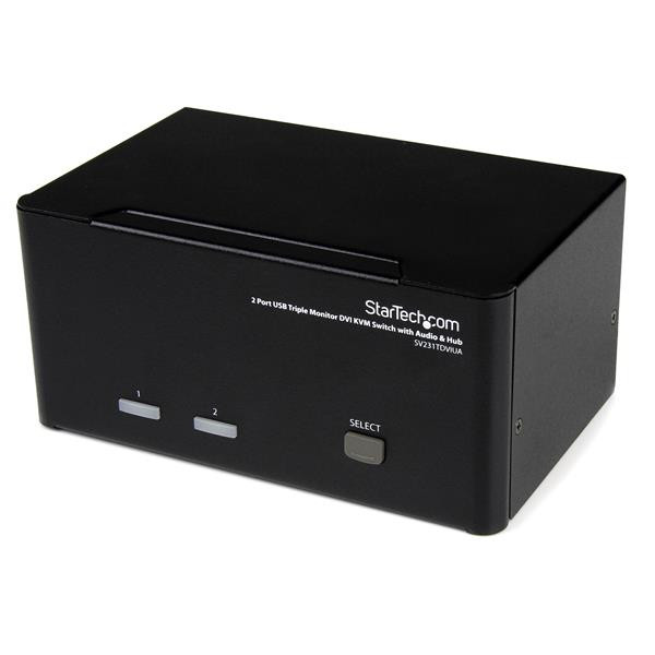 StarTech 2-poort Triple monitor DVI USB KVM-switch met audio en USB 2.0-hub