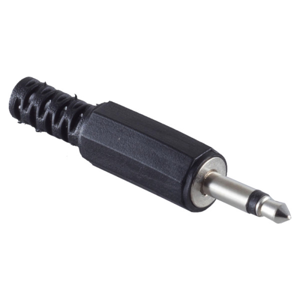 Soldeerbare 3,5mm Mono Jack Connector (m) - Met Grommet - Zwart