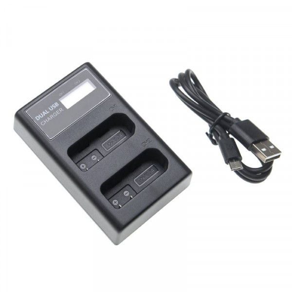 Tweevoudige Accu oplader voor Nikon MH-24, Coolpix P7000 Accu's - Zwart