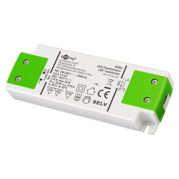 LED Transformator met constante stroom - 34-57 volt - 350 mA - Tot 20 watt - Wit