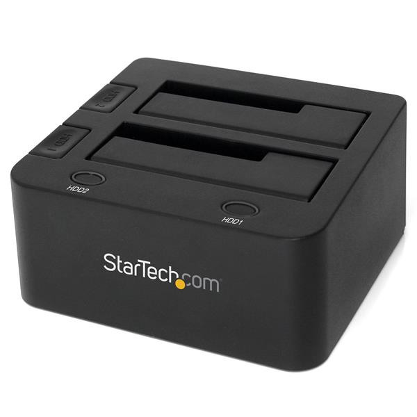 StarTech 2,5 en 3,5" 2-voudige SSD en HDD Docking - USB 3.0 - UASP - Sata III 6 Gbit/s - Zwart