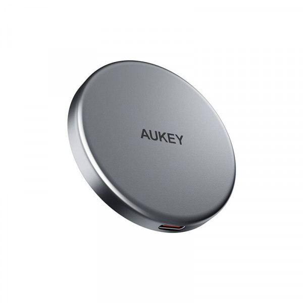 Aukey Draadloze Oplader voor iPhone en AirPods (Pro) - 15W - Magsafe Compatible - Grijs