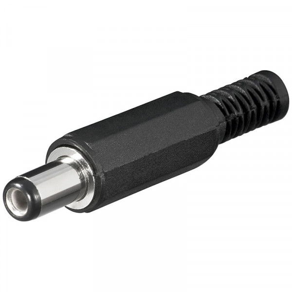 Soldeerbare DC plug 2,1 x 5,5 (9mm lang) met knikbeschermer