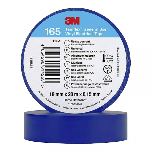 3M Isolatie Tape - 19mm breed - 0,152mm dik - 20 meter - Blauw