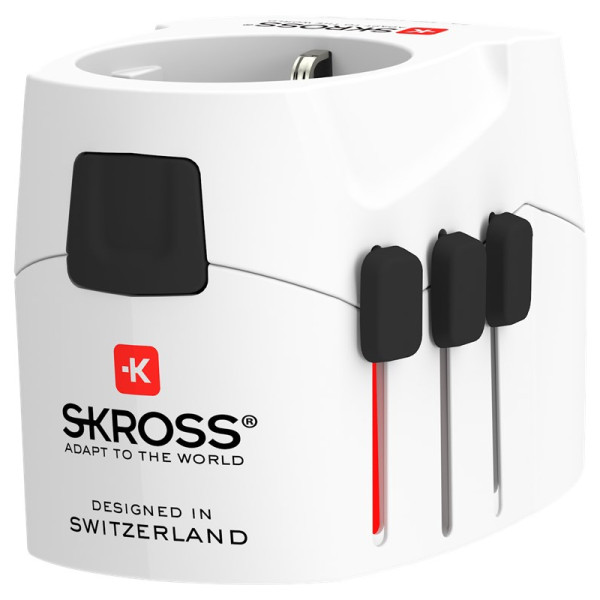 Skross Pro Light Reisadapter - Met 4x USB-A Oplaadpoort - Geaard - Wit