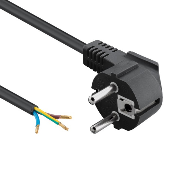 Schuko Haaks - Open einde Apparaatsnoer - 3 x 0,75mm2 - 1,5 meter - Zwart