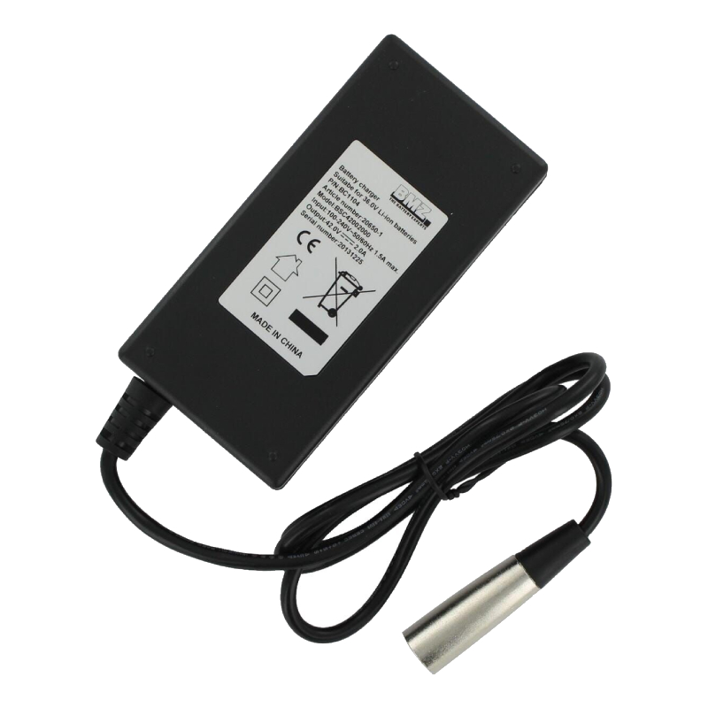 Oplader voor E-bike - Voor 36 en 37V Accu's - 42V - 2A - 84W - XLR 4-pin -  Zwart