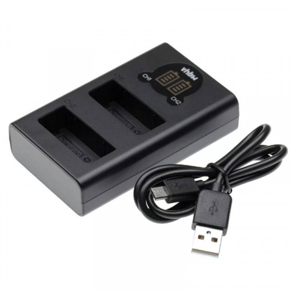Tweevoudige Accu oplader voor Panasonic BLG10, BLE9 en BLM7E - Met indicator - Zwart