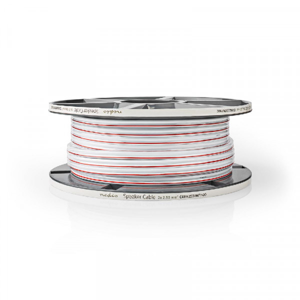 Luidsprekerkabel OFC 2 x 2,5mm2 - Wit - 50 meter
