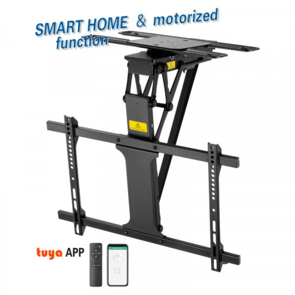 Gemotoriseerde TV Plafondbeugel - 32-75 inch - Uitklapbaar en draaibaar via app - 35kg - Zwart