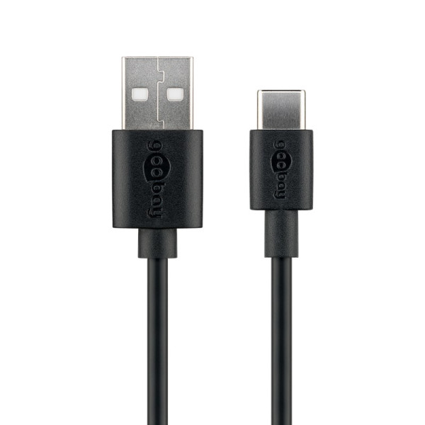 USB-A naar USB-C Kabel - USB 2.0 - 2 meter - Zwart