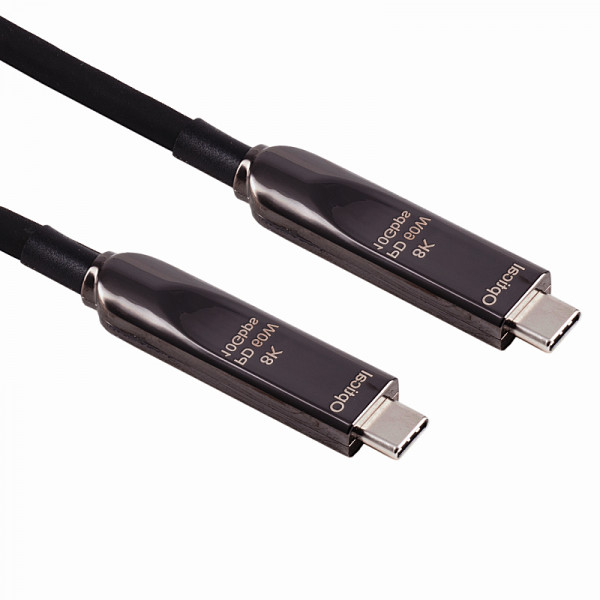 Actieve Hybride USB-C Kabel - USB 3.2 Gen 2 - 8K 60Hz - PD 60W - 10 meter - Zwart
