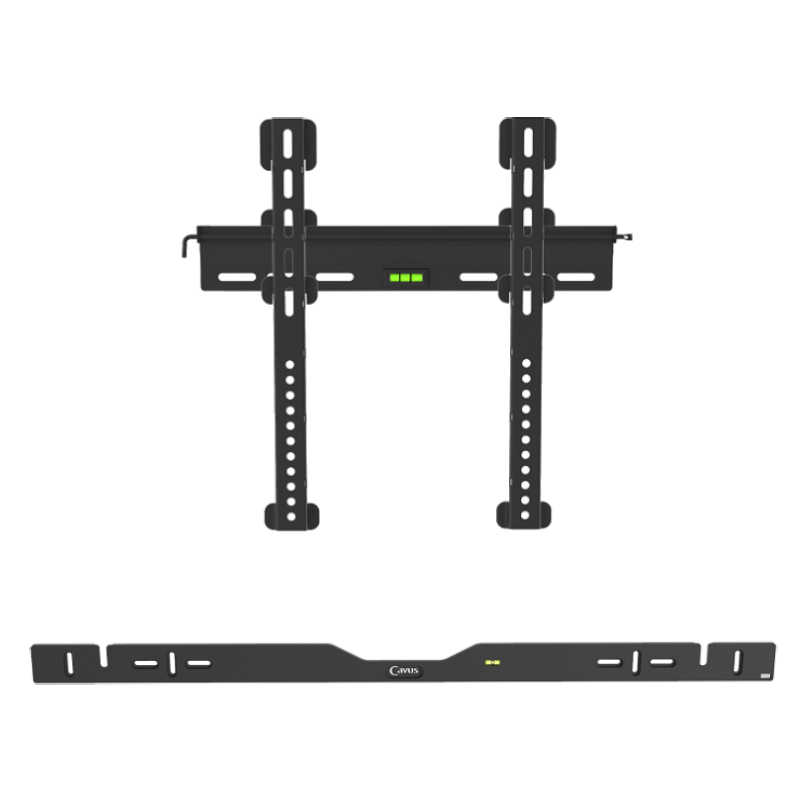 Cavus TV muurbeugel voor 37-70 inch - Vast - Met muurbeugel voor Zwarte Sonos Arc - Tot 55kg - Zwart