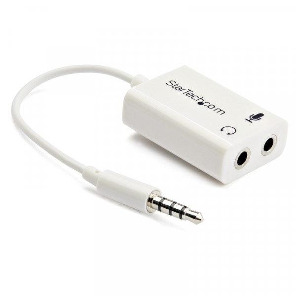 StarTech 4-polige 2x 3,5mm (v) - 3,5mm Jack (m) Adapterkabel - CTIA - 0,15 meter - Wit