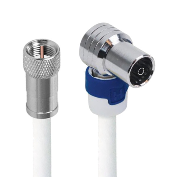 4G Coax Antennekabel - F-connector - IEC Haaks (v) - Technetix connectoren - 5 meter - Wit