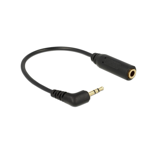 Delock Haakse 3,5mm (v) - 2,5mm Stereo Jack (m) Adapterkabel - Verguld - 0,2 meter - Zwart