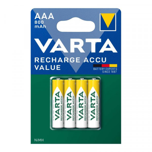 VARTA 4x AAA Batterij - Oplaadbaar - Gerecyled, niet voorgeladen - NiMH - 800mAh