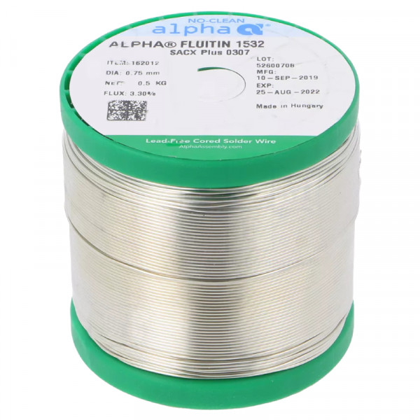 Fluitin 99/1 Soldeertin - 0,75mm - Loodvrij SAC0307 - Met Flux - 500 gram