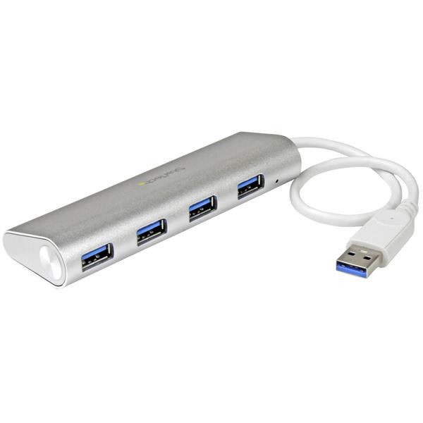 StarTech 4 Poorts draagbare compacte USB 3.0 hub met geïntegreerde kabel - aluminium