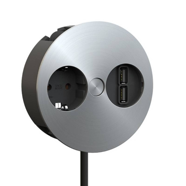 Bachmann Twist - 1x Schuko - 2x USB-A oplaadpoort - 105mm - 0,2 meter GST18-3® (m) - Mat-chroom