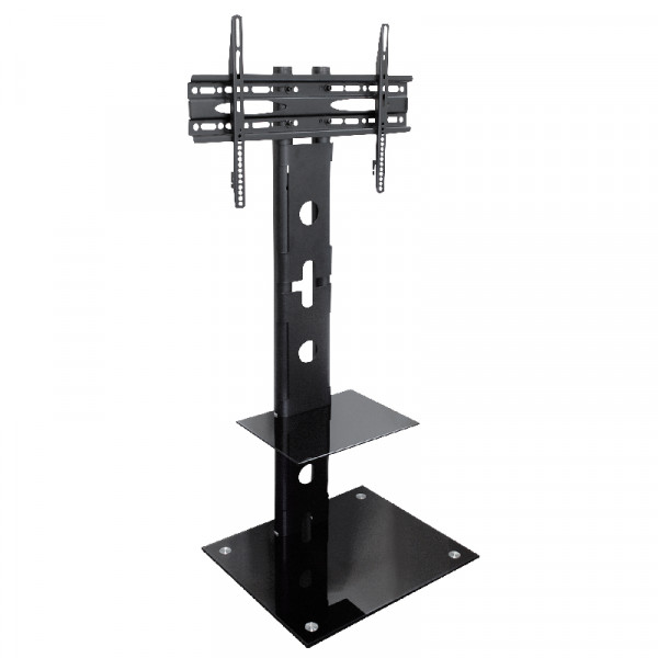 Vloerstandaard voor 32-65 inch schermen tot 40kg Zwart met Legplank