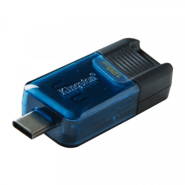 Kingston 128GB USB-C Stick - USB 3.2 Gen 1 - DataTraveler 80 - Zwart/Blauw