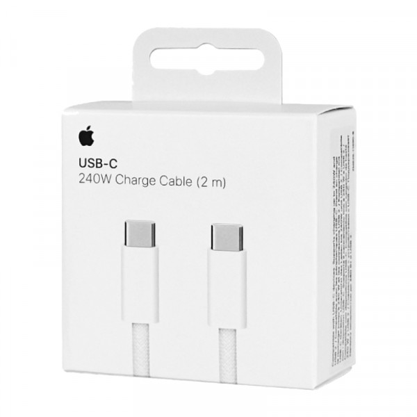 Originele Apple USB-C Kabel - 240W - MU2G3ZM/A - Nylon sleeve - 2 meter - Wit