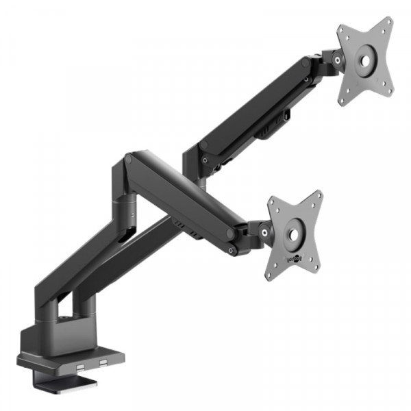 Bureaubeugel voor 2x 17-32 inch scherm - Pro - Full motion - Tot 9kg - met Gasveer - Zwart