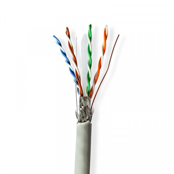 S/FTP CAT6 Gigabit Netwerkkabel - CCA - 24AWG - Stug - 305 meter - Afroldoos - Grijs